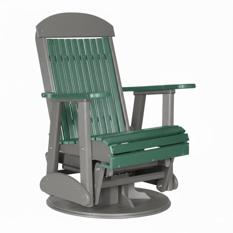 LuxCraft Green 2 foot Classic Highback Recycled Plastic Swivel Glider Chair