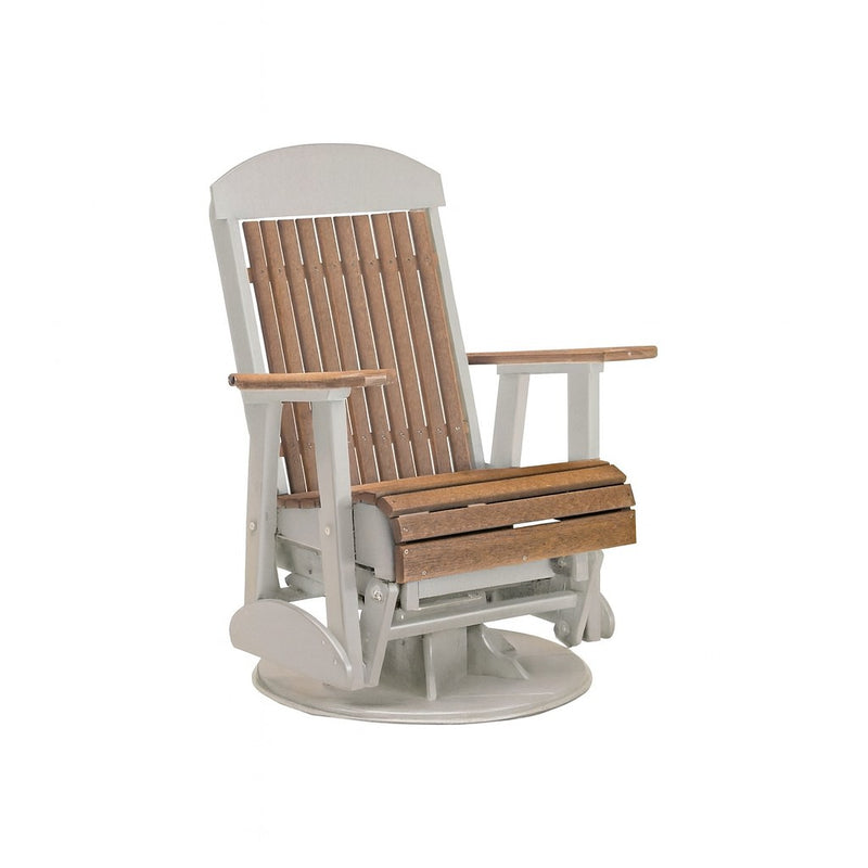 LuxCraft Antique Mahogany 2 foot Classic Highback Recycled Plastic Swivel Glider Chair With Cup Holder