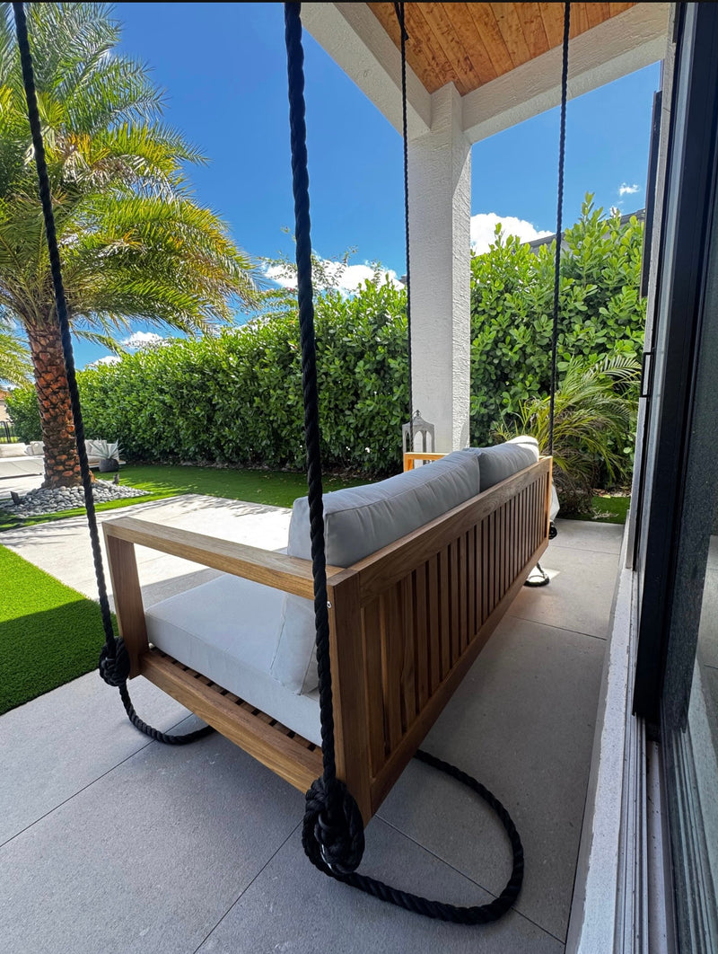 Delray Teak Porch Swing Bed — Standard — ModHaven, additional view