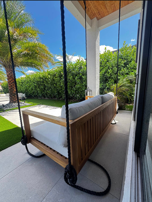 Delray Teak Porch Swing Bed — Small — ModHaven, additional view