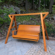 Wooden Family Porch Swing (Bench Only) in Clear Cedar, Golden Glossy