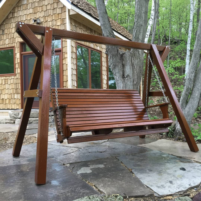 Wooden Family Porch Swing (Bench Only) in Clear Cedar, Caramel Glossy