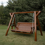 Wooden Family Porch Swing (Bench Only) in Knotted Cedar, Caramel Glossy