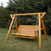 Wooden Family Porch Swing (Bench Only) in Knotted Cedar, Golden Glossy