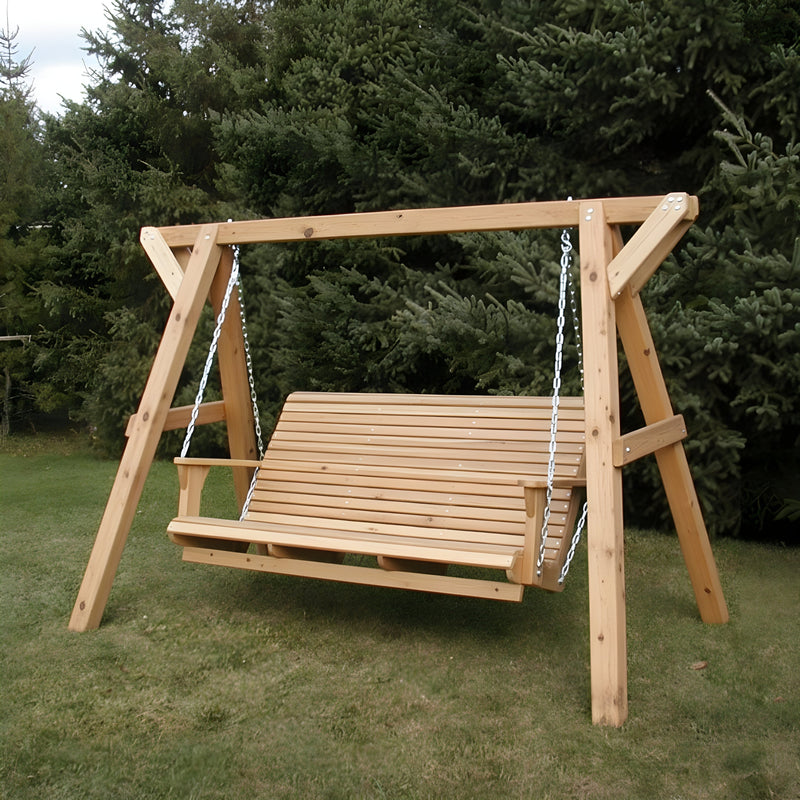 Wooden Family Porch Swing (Bench Only) in Knotted Cedar, Unstained