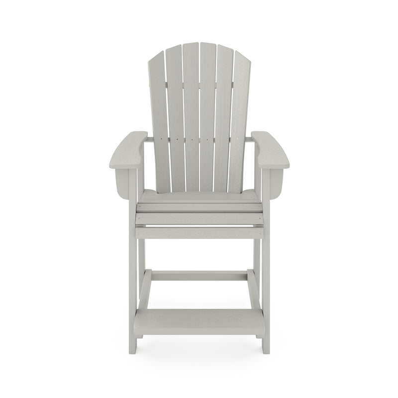 SoPoly St Simons Fan Back Counter Chair (Premium) in Heron Gray, front view
