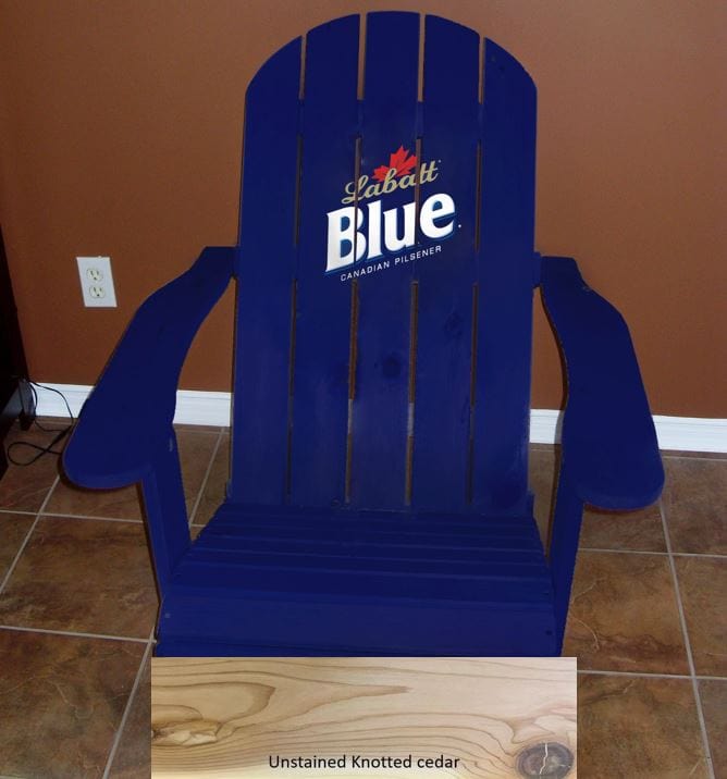Wooden Customized Back Royal Adirondack Chair in Knotted Cedar, Unstained, Flat Back