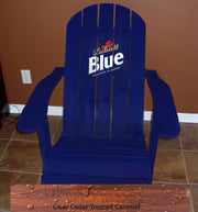 Wooden Customized Back Royal Adirondack Chair in Clear Cedar, Caramel Glossy, Flat Back