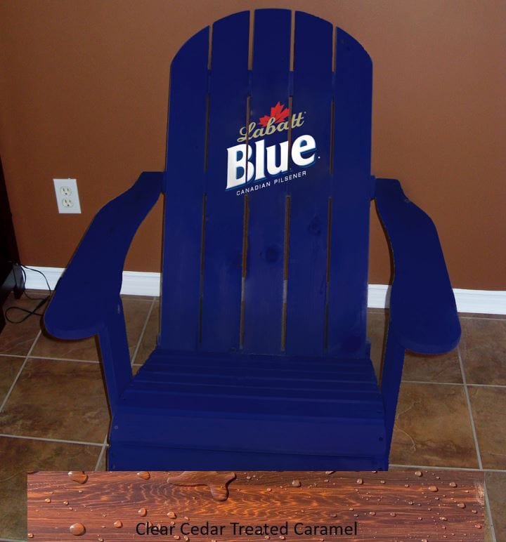 Wooden Customized Back Royal Adirondack Chair in Clear Cedar, Caramel Glossy, Flat Back