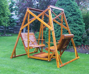 Wooden Classic Garden Swing in Knotted Cedar, Mahogany Glossy