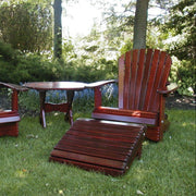 Wooden Oval Side Table in Clear Cedar, Mahogany Glossy