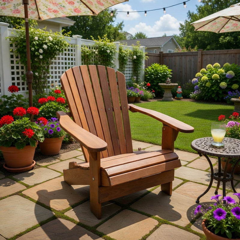 Wooden Grand Adirondack Chair (Oversized) in Brazilian Walnut (IPE), Unoiled Fully Assembled