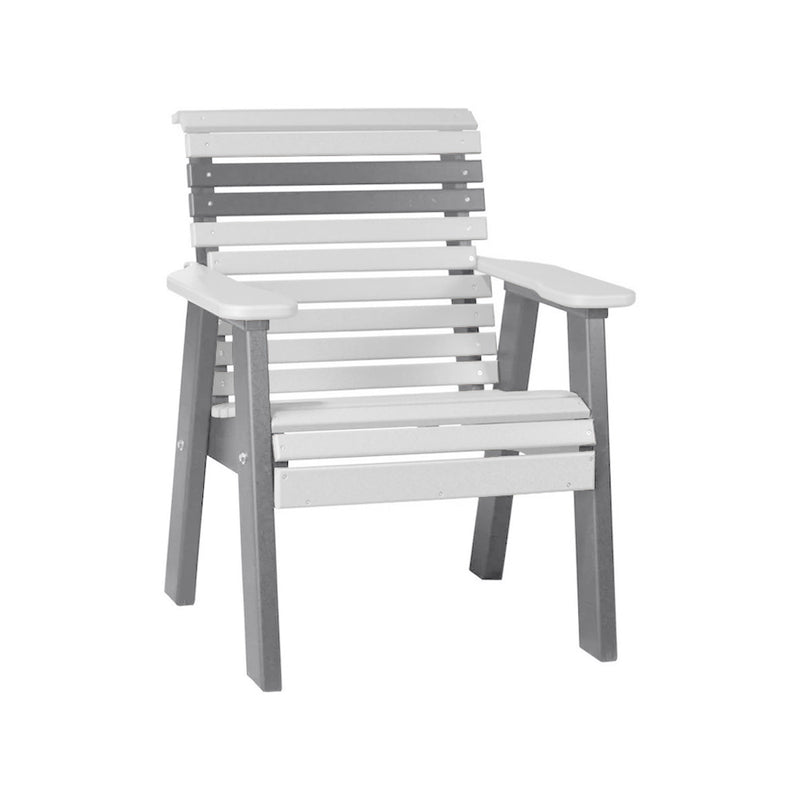 LuxCraft White 2' Rollback Recycled Plastic Chair With Cup Holder