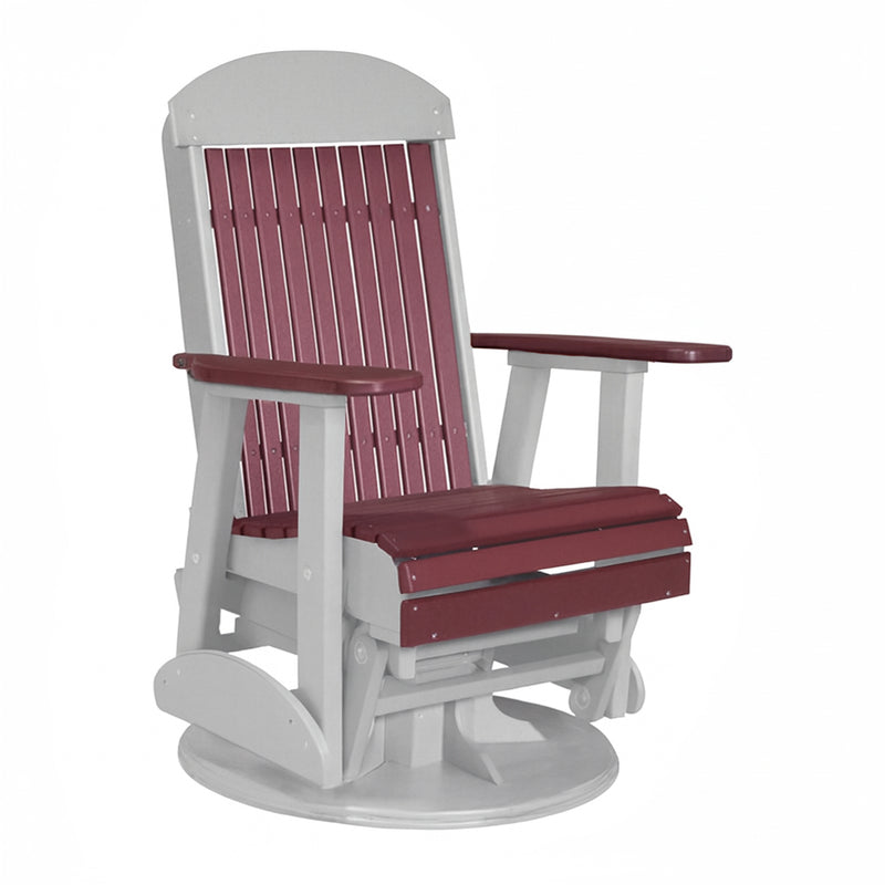 LuxCraft Cherrywood 2 foot Classic Highback Recycled Plastic Swivel Glider Chair With Cup Holder