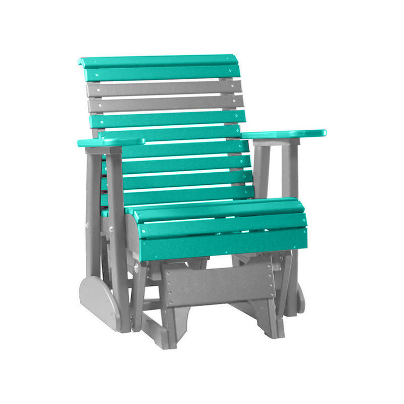 LuxCraft Aruba Blue 2 foot Rollback Recycled Plastic Glider Chair