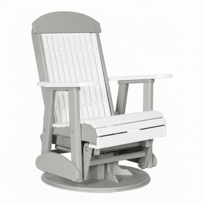LuxCraft White 2 foot Classic Highback Recycled Plastic Swivel Glider Chair