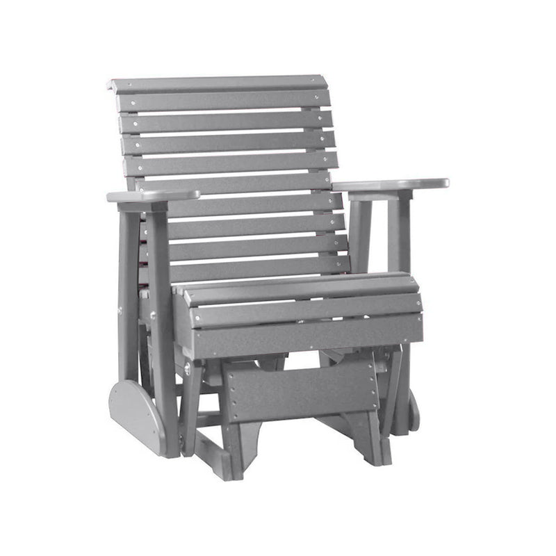 LuxCraft Gray 2 foot Rollback Recycled Plastic Glider Chair With Cup Holder