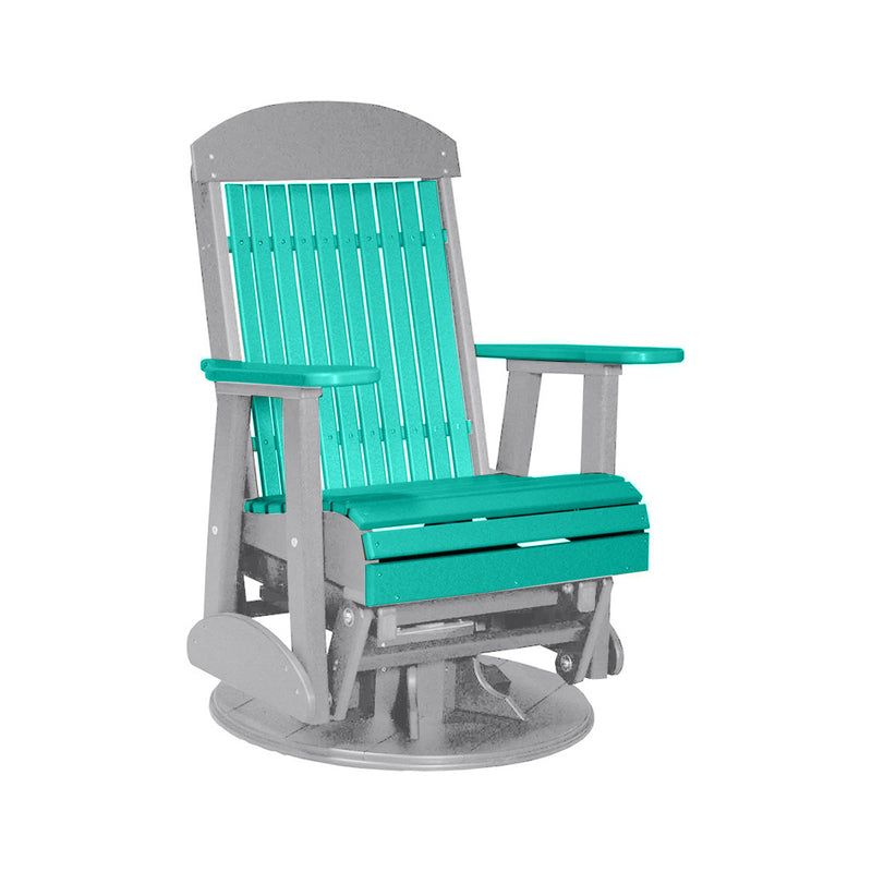 LuxCraft Aruba Blue 2 foot Classic Highback Recycled Plastic Swivel Glider Chair
