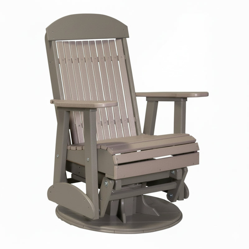 LuxCraft Weatherwood 2 foot Classic Highback Recycled Plastic Swivel Glider Chair