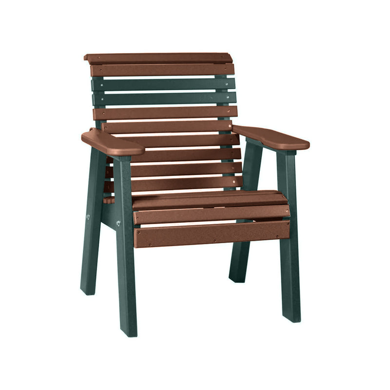 LuxCraft Chestnut Brown 2' Rollback Recycled Plastic Chair With Cup Holder