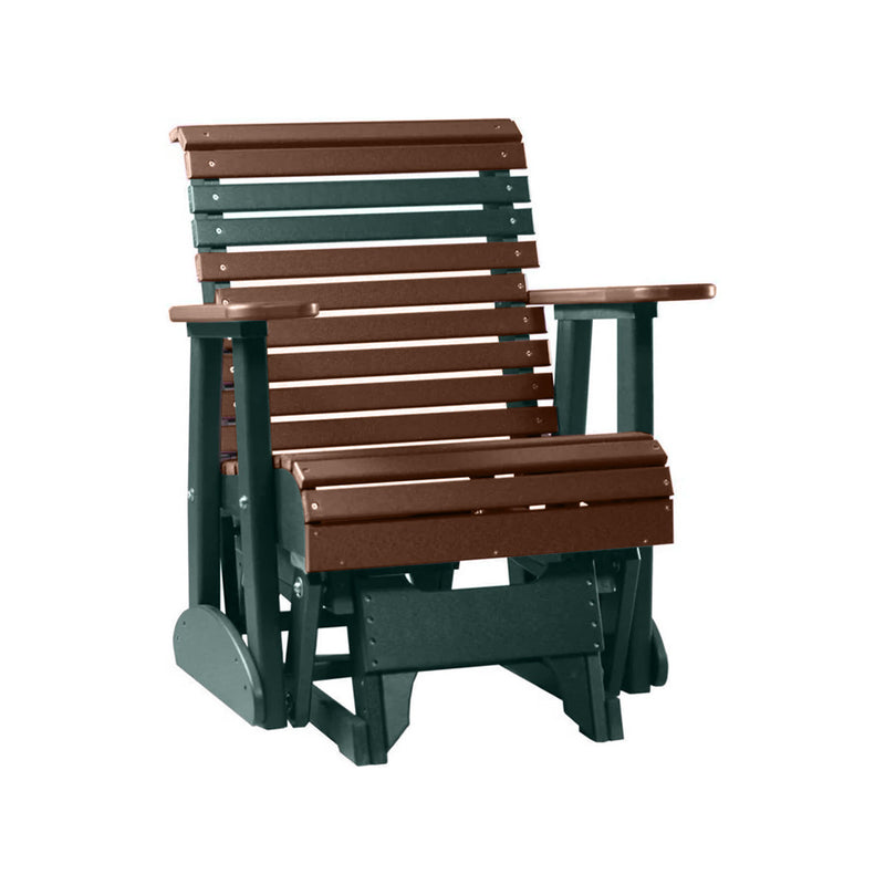 LuxCraft Chestnut Brown 2 foot Rollback Recycled Plastic Glider Chair