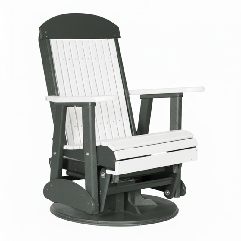 LuxCraft White 2 foot Classic Highback Recycled Plastic Swivel Glider Chair