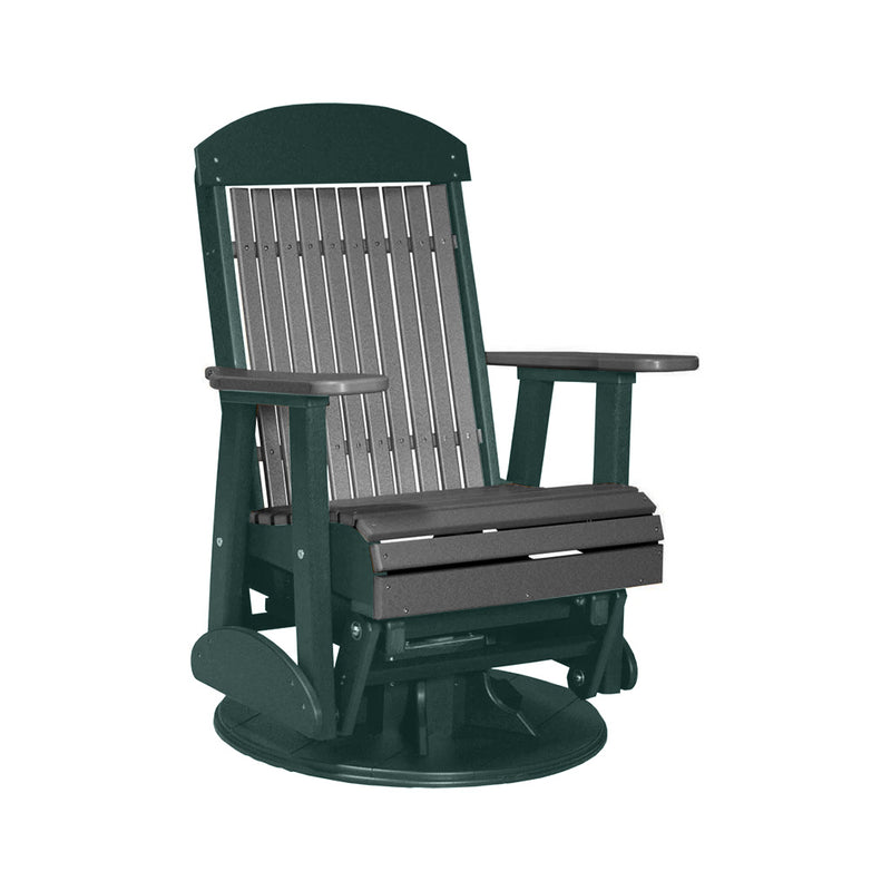 LuxCraft Slate 2 foot Classic Highback Recycled Plastic Swivel Glider Chair With Cup Holder
