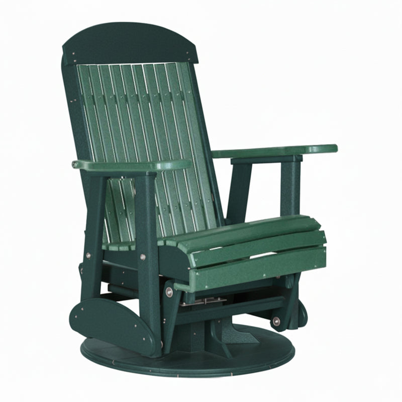 LuxCraft Green 2 foot Classic Highback Recycled Plastic Swivel Glider Chair