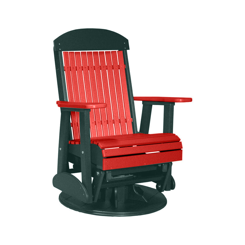 LuxCraft Red 2 foot Classic Highback Recycled Plastic Swivel Glider Chair