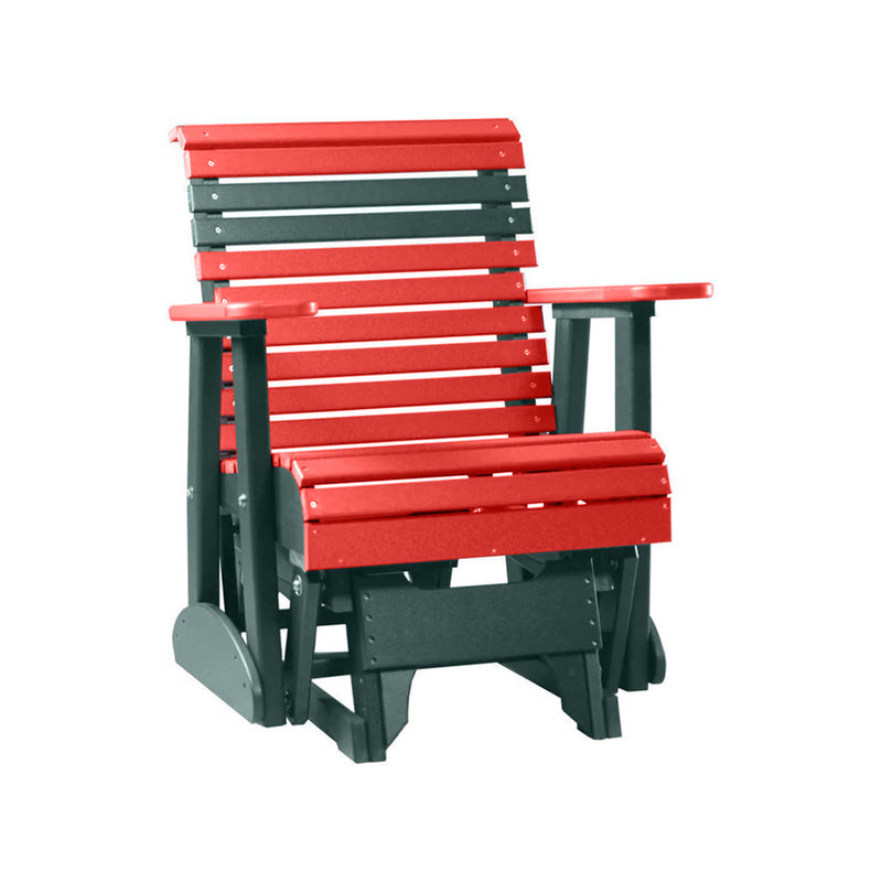 LuxCraft Red 2 foot Rollback Recycled Plastic Glider Chair With Cup Holder