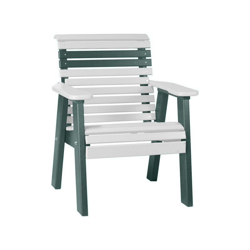 LuxCraft White 2' Rollback Recycled Plastic Chair With Cup Holder