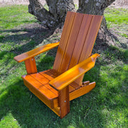 Wooden Folding Modern Royal Adirondack Chair (Large) in Clear Cedar, Golden Glossy