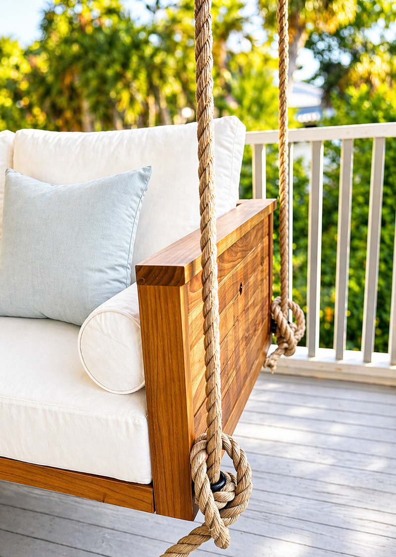 Sedona Teak Porch Swing Bed — Standard — ModHaven, additional view