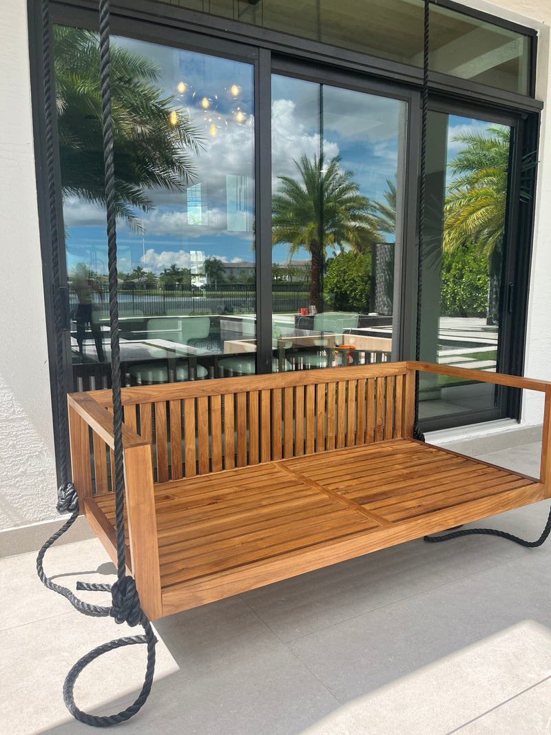 Delray Teak Porch Swing Bed — Small — ModHaven, additional view