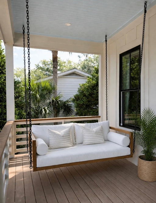 Del Mar Teak Porch Swing Bed — Small — ModHaven, additional view