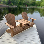 Wooden Double Royal Adirondack Chair in Brazilian Walnut (IPE), Unoiled Fully Assembled