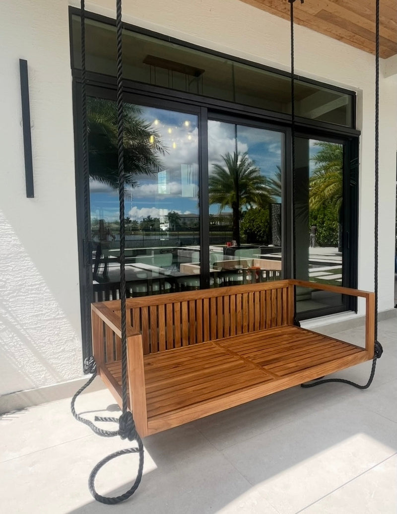 Delray Teak Porch Swing Bed — Standard — ModHaven, additional view