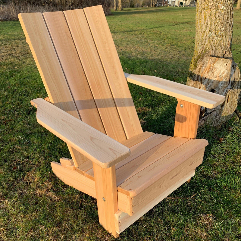 Wooden Folding Modern Royal Adirondack Chair (Large) in Clear Cedar, Unstained