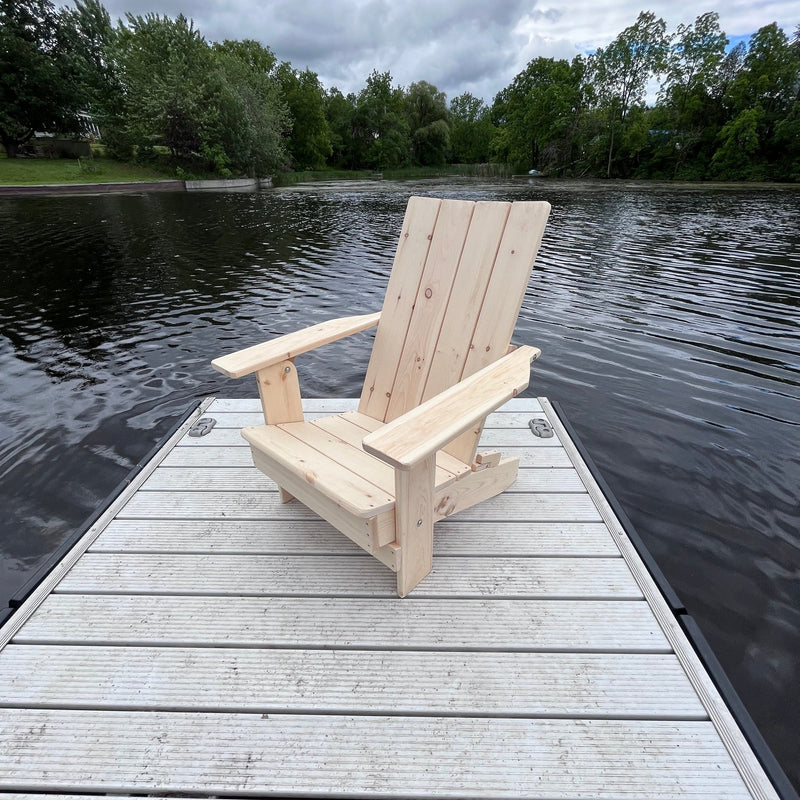 Wooden Folding Modern Royal Adirondack Chair (Large) in Knotted Pine, Unstained
