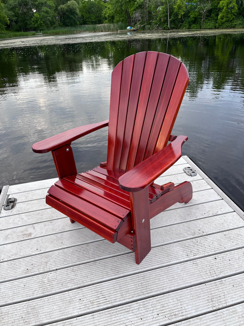 Wooden Royal Upright Adirondack Chair in Clear Cedar, Mahogany Glossy