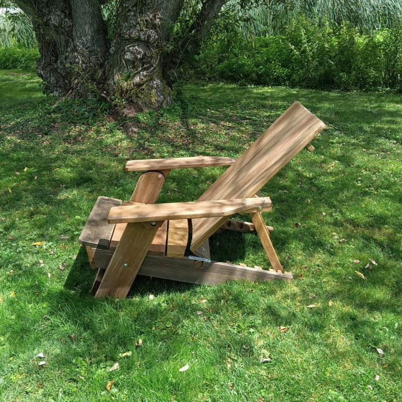Wooden Modern Royal Reclining Adirondack Chair (Large) in Brazilian Walnut (IPE), Unoiled Fully Assembled