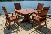 Wooden Modern Dining Set for 4 with Pedestal Table in Brazilian Walnut (IPE), Oiled Fully Assembled
