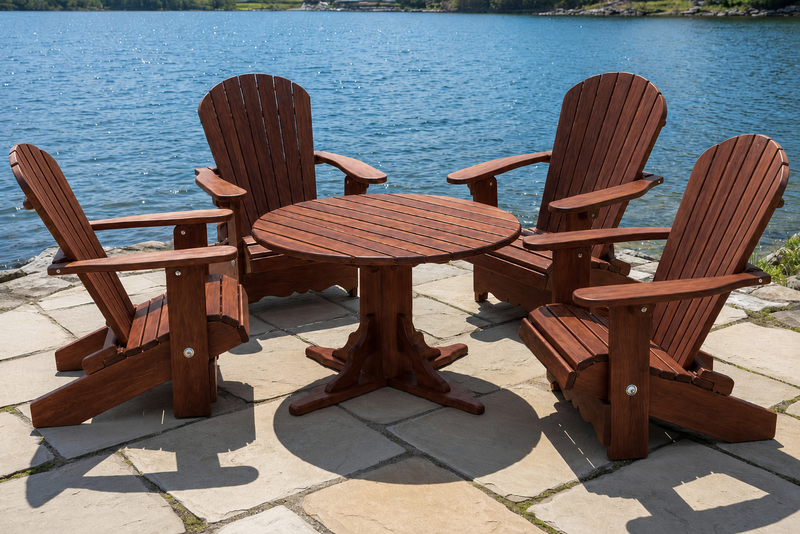 Wooden Royal Picnic Set for 4 in Brazilian Walnut (IPE), Oiled Fully Assembled