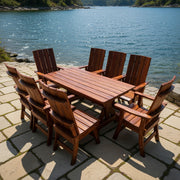 Wooden Modern Dining Set for 8 with 6' Table in Brazilian Walnut (IPE), Oiled Fully Assembled