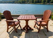 Dining Set for 2 with Pedestal Table in Brazilian Walnut (IPE), Oiled Fully Assembled