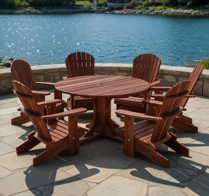 Wooden Royal Picnic Set for 6 in Brazilian Walnut (IPE), Oiled Fully Assembled