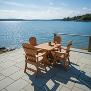 Dining Set for 4 with 4' Trestle Table in Brazilian Walnut (IPE), Unoiled Fully Assembled