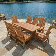 Wooden Modern Dining Set for 8 with 6' Table in Brazilian Walnut (IPE), Unoiled Fully Assembled