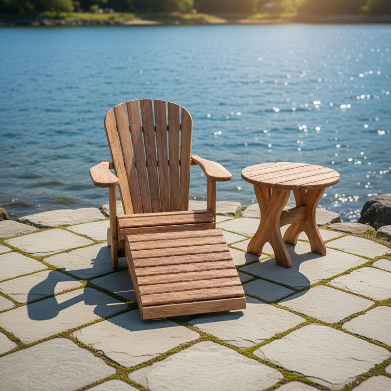Wooden Royal Single Patio Set in Brazilian Walnut (IPE), Unoiled Fully Assembled