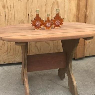 Wooden Oval Side Table in Brazilian Walnut (IPE), Unoiled Fully Assembled